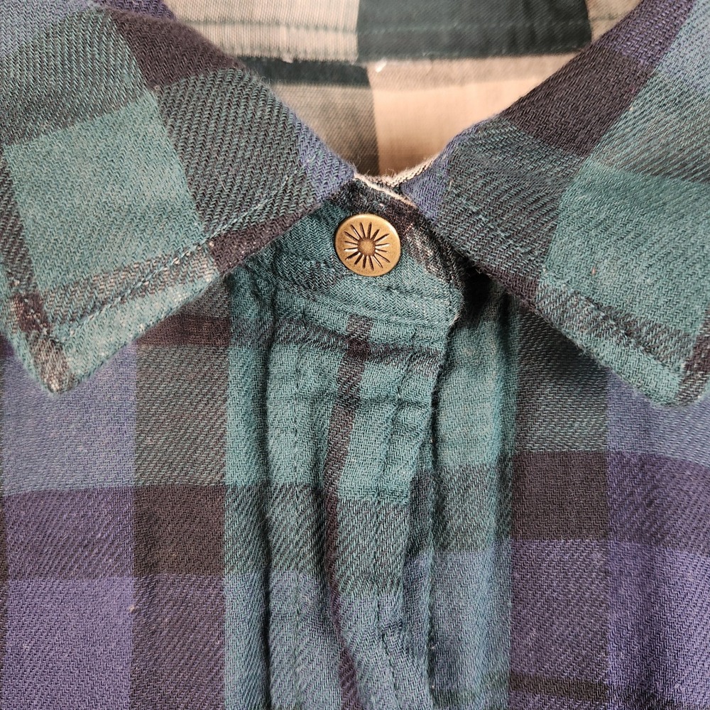 Faherty Reversible Shirt Womens Small Green Blue Plaid Long Sleeve Button Up - Picture 5 of 9